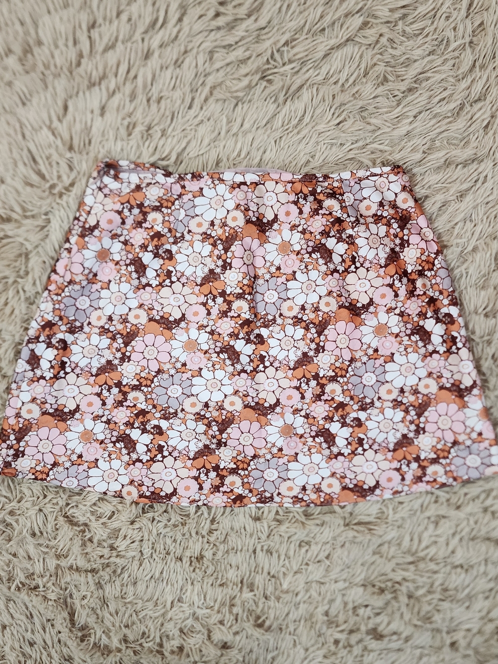 Cotton Candy LA- Pink & Brown Floral A-Line Skirt - Picture 12 of 15